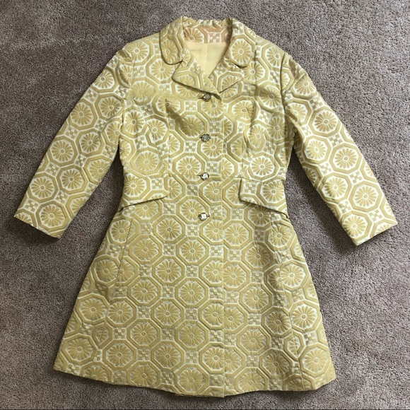 Vintage Rothmoor Coat Gold Full Length Button Down Fully Lined Winter Overcoat - Picture 6 of 17